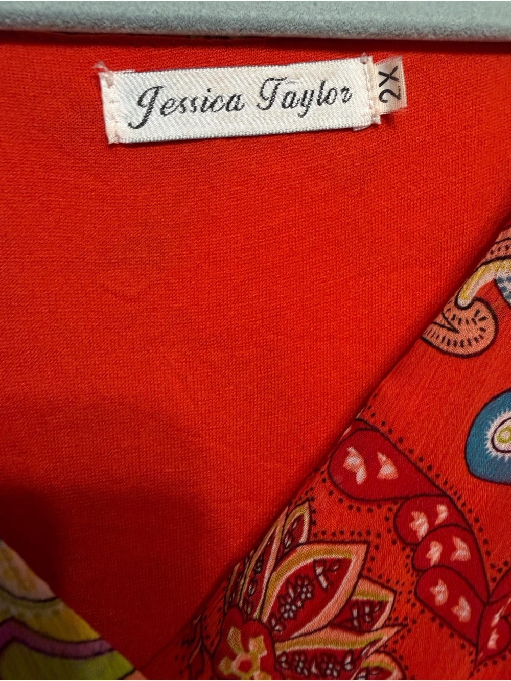 Jessica Taylor 2X Red Paisley Detail Dress - Picture 3 of 5